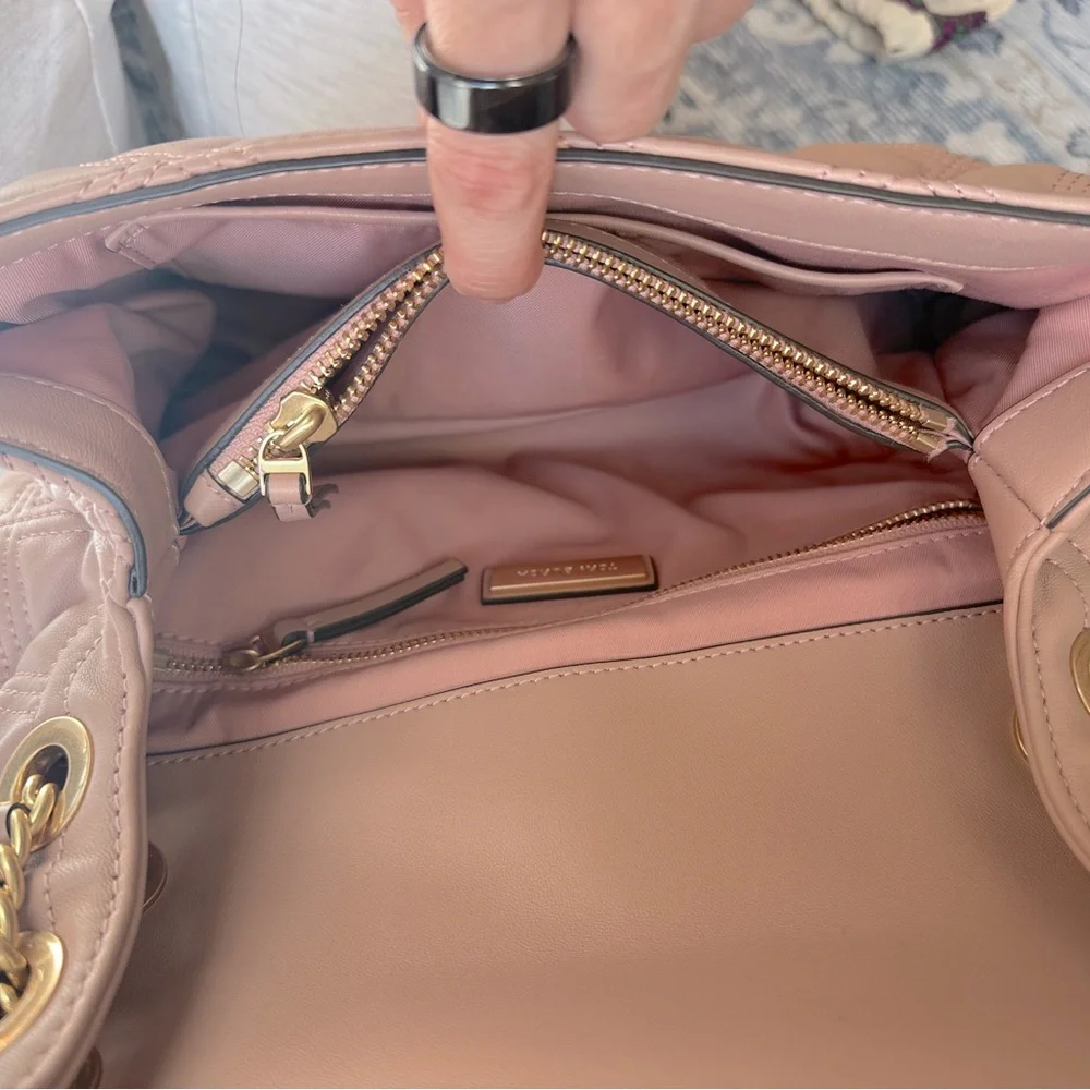 Tory Burch Fleming Soft Quilted Lambskin Leather Shoulder Bag In Pink Moon
